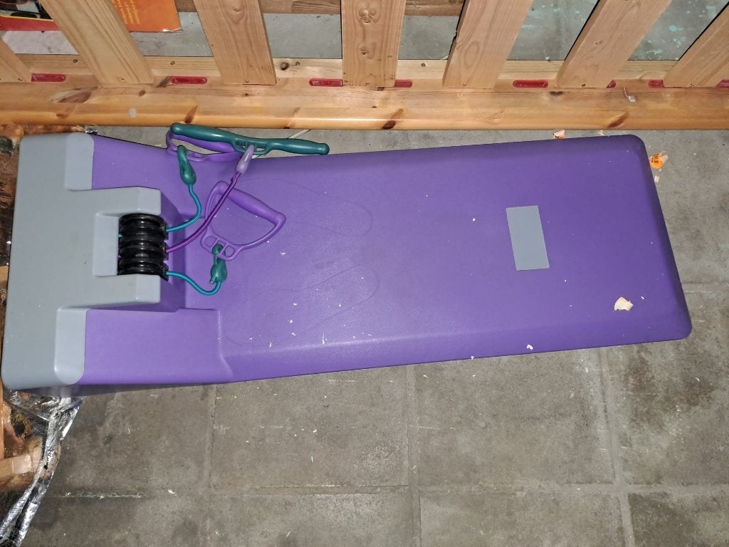 Paarse Fitnesstrainer met Weerstandsbanden en Handgrepen-25, Enlèvement, Comme neuf, Bras, Autres types