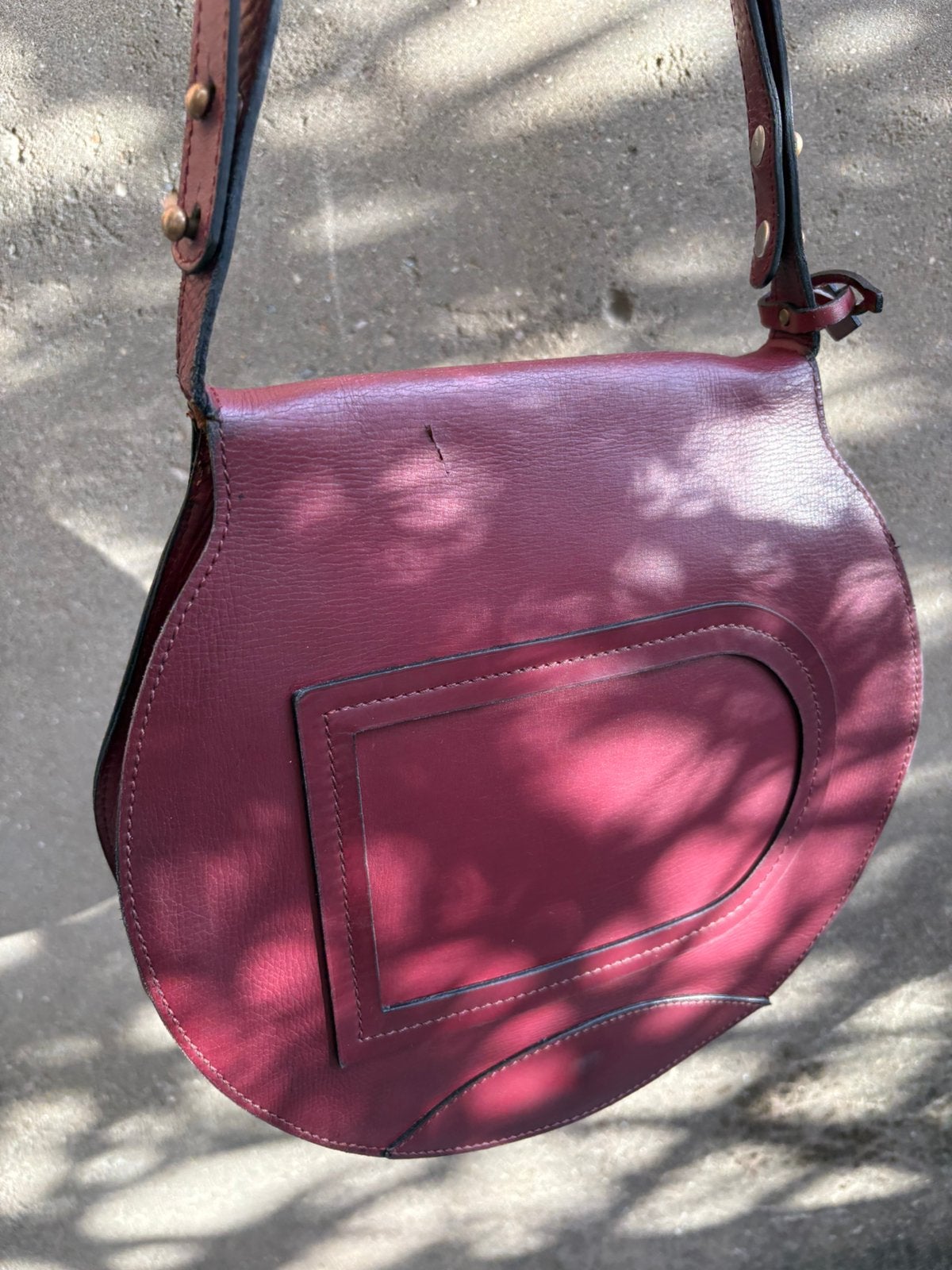 DELVAUX vintage schoudertasje boxcalf burgundy kleur, Ophalen of Verzenden, Zo goed als nieuw