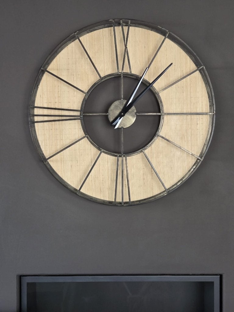 Wandklok PTMD Andis Natural metal, Ophalen, Zo goed als nieuw, Analoog, Wandklok
