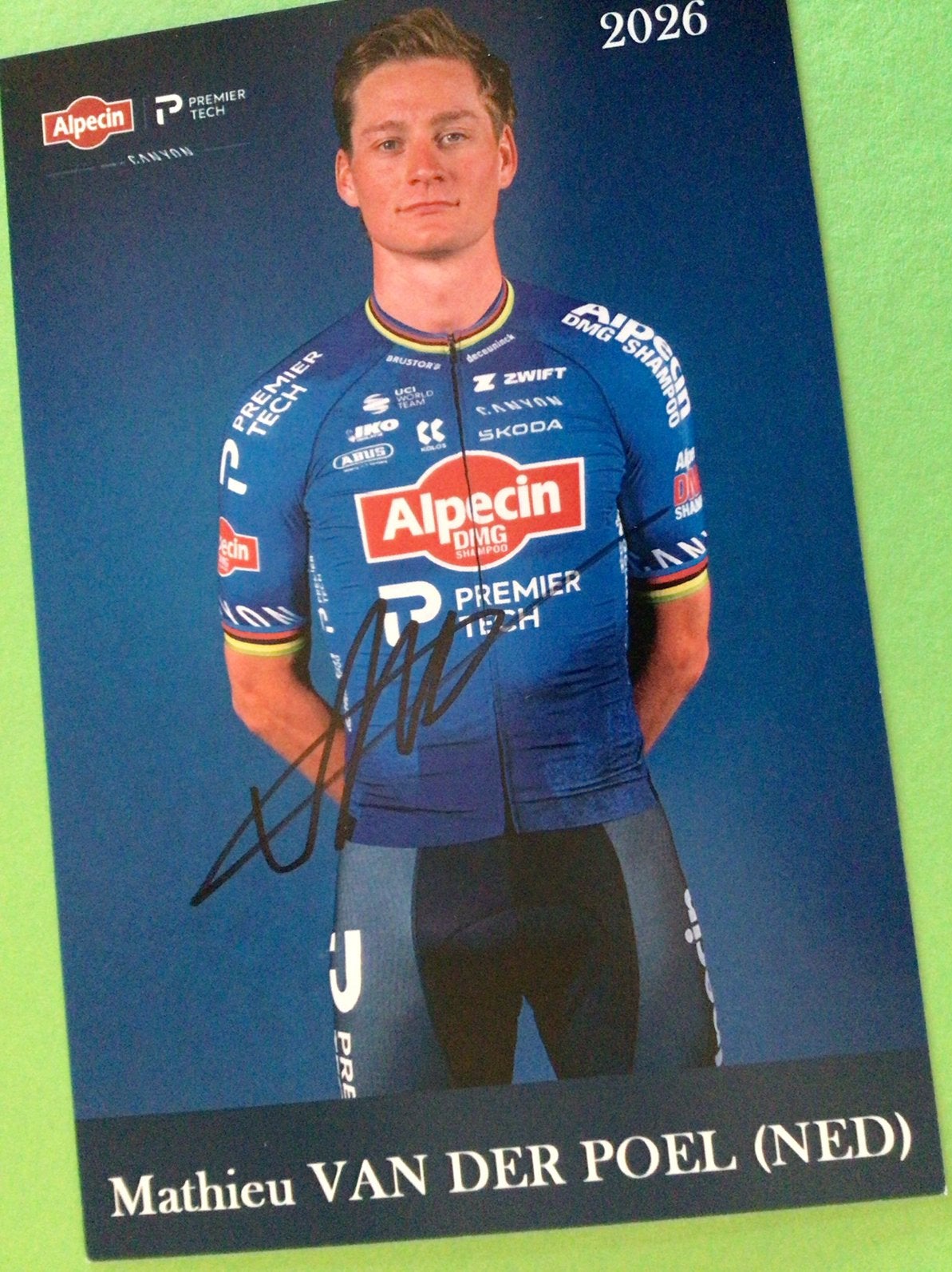 Wielerkaart 2026 team alpecin mathieu van der poel signe, Ophalen of Verzenden, Zo goed als nieuw