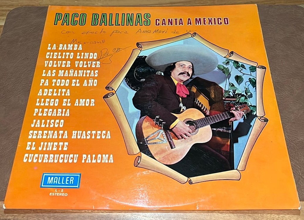 Paco Ballinas - Canta a México - vinyl LP - GESIGNEERD, Cd's en Dvd's, Gesigneerd, Ophalen of Verzenden, Gebruikt, LP