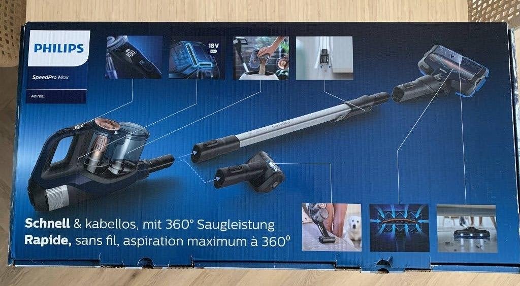 Philips SpeedPro Max steelstofzuiger, Neuf, Puissance d'aspiration réglable, Philips, Réservoir
