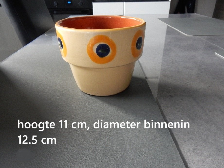 nr.229 -Bloempot lichtgeel met bollen, Ophalen, Rond, Binnen