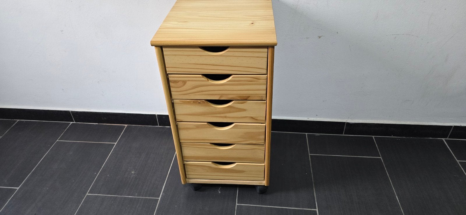 Caisson de Bureau 6 Tiroirs "School" 65cm Naturel, Maison & Meubles, Enlèvement ou Envoi, Pin