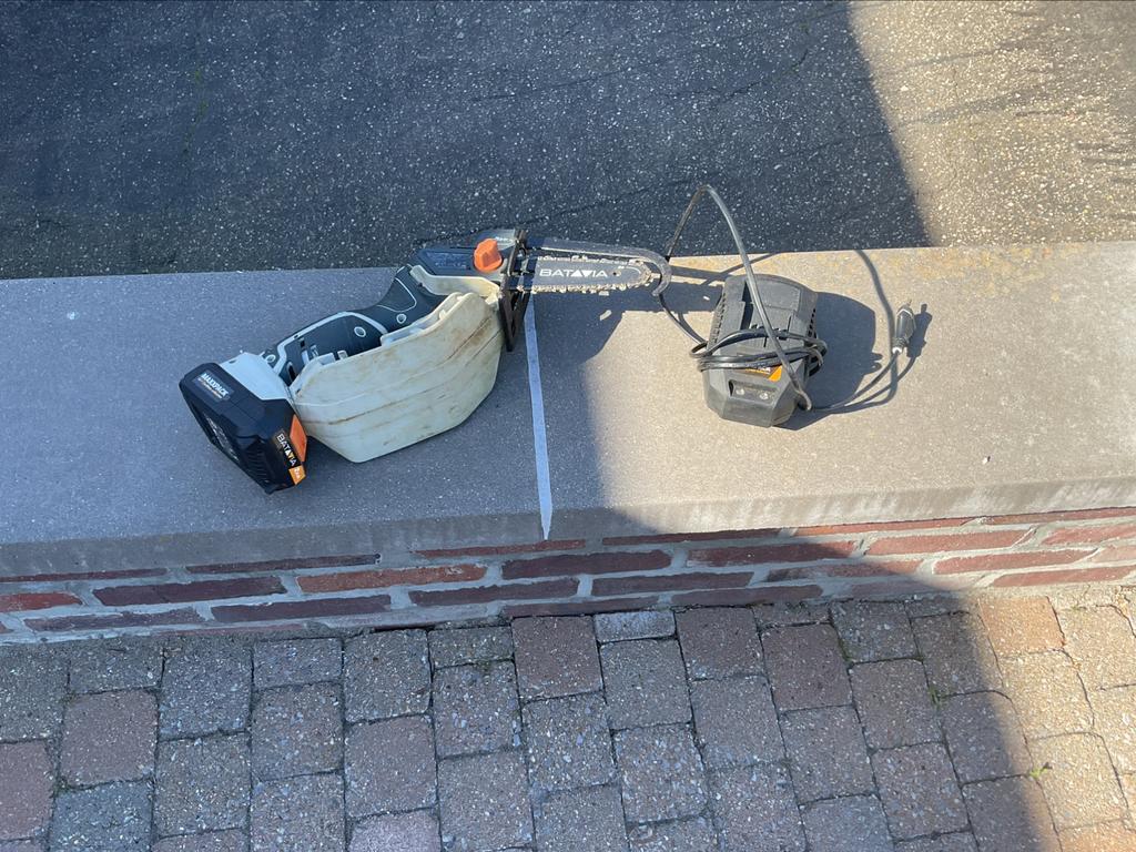 Kleine kettingzaag op batterijen, Ophalen, Zo goed als nieuw, Kettingzaag