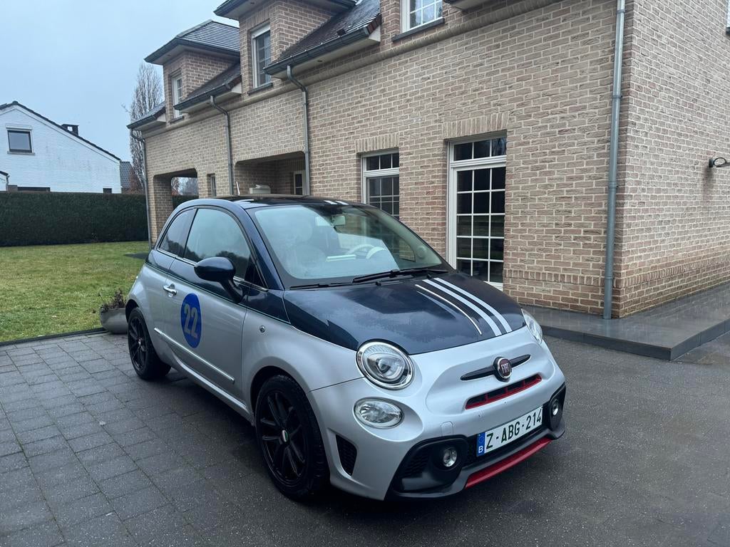 Fiat 500 1.4b * 106000km* Garantie *Abarth look/Pano/Navi, Auto's, 4 cilinders, 149 g/km, Blauw, Leder