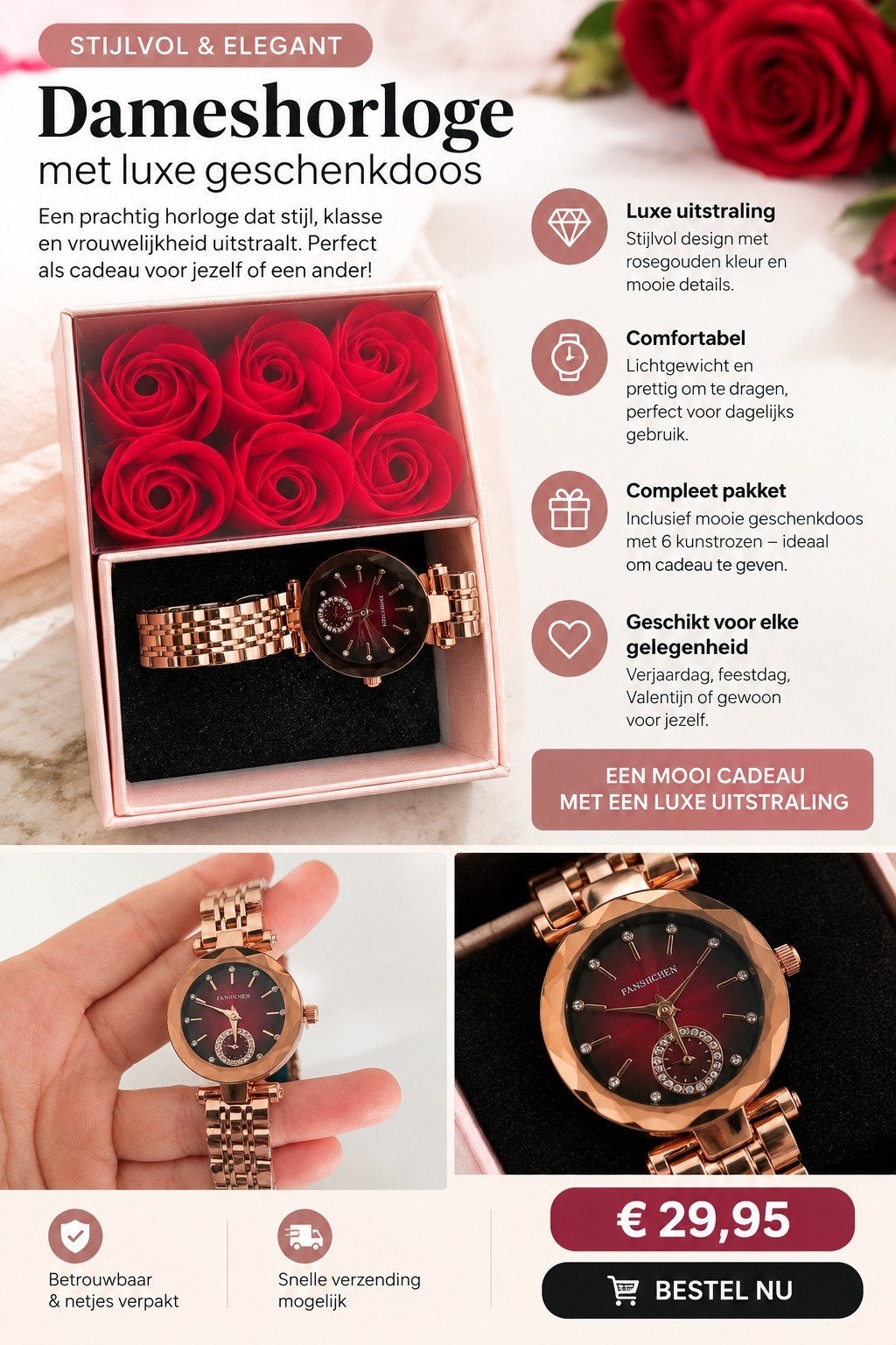 dameshorloge in geschenkdoos, Ophalen of Verzenden