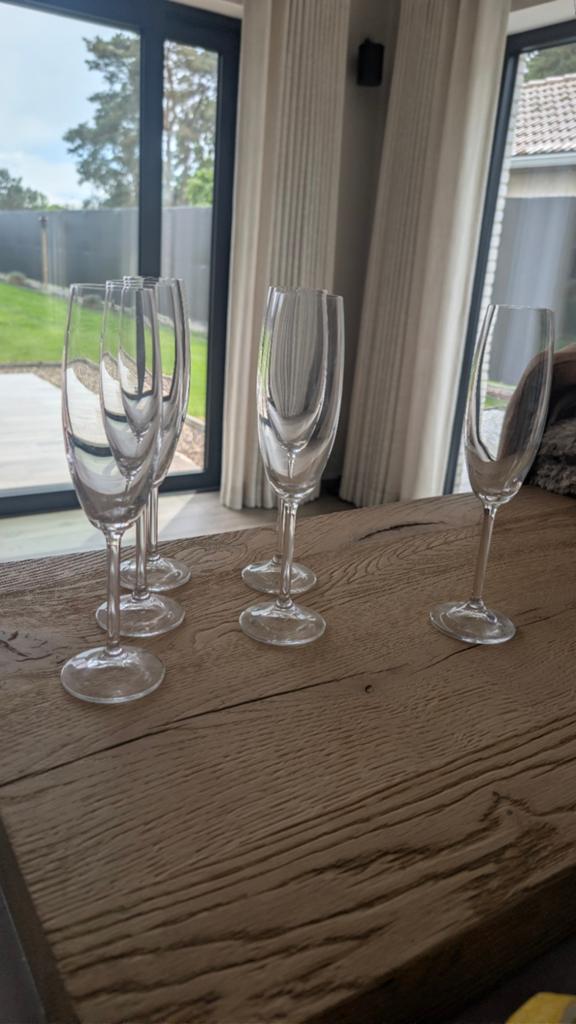 6 champagne glazen, Verzamelen, Glas en Drinkglazen, Ophalen