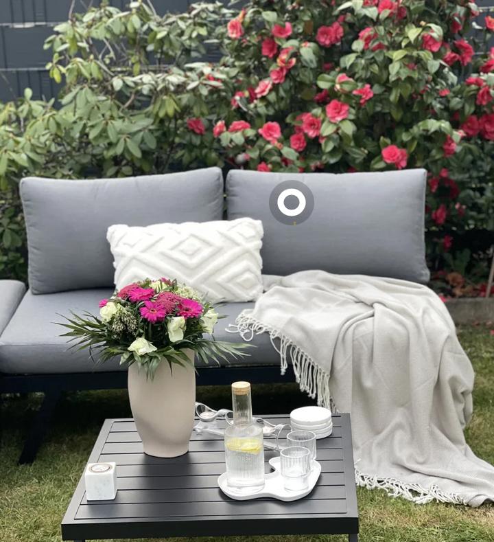 Moderne 2-zits tuinbank met kussens - Grijs, Tuin en Terras, Ophalen, Zo goed als nieuw