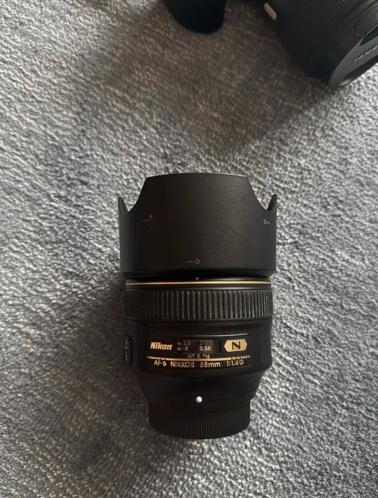 Nikon AF-S NIKKOR 58mm F/1.4G (Nikon F-vatting), Audio, Tv en Foto, 58 mm, Gebruikt, Nikon, Zonnekap