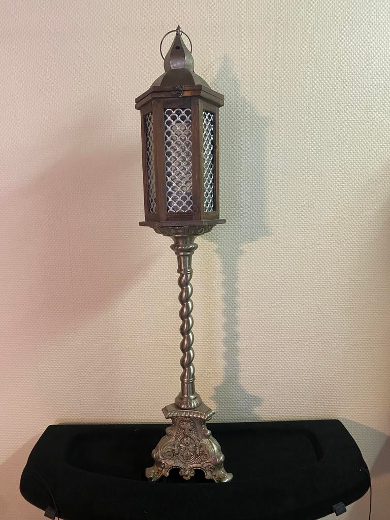 lampe lanterne vintage en laiton 130cm H, Enlèvement