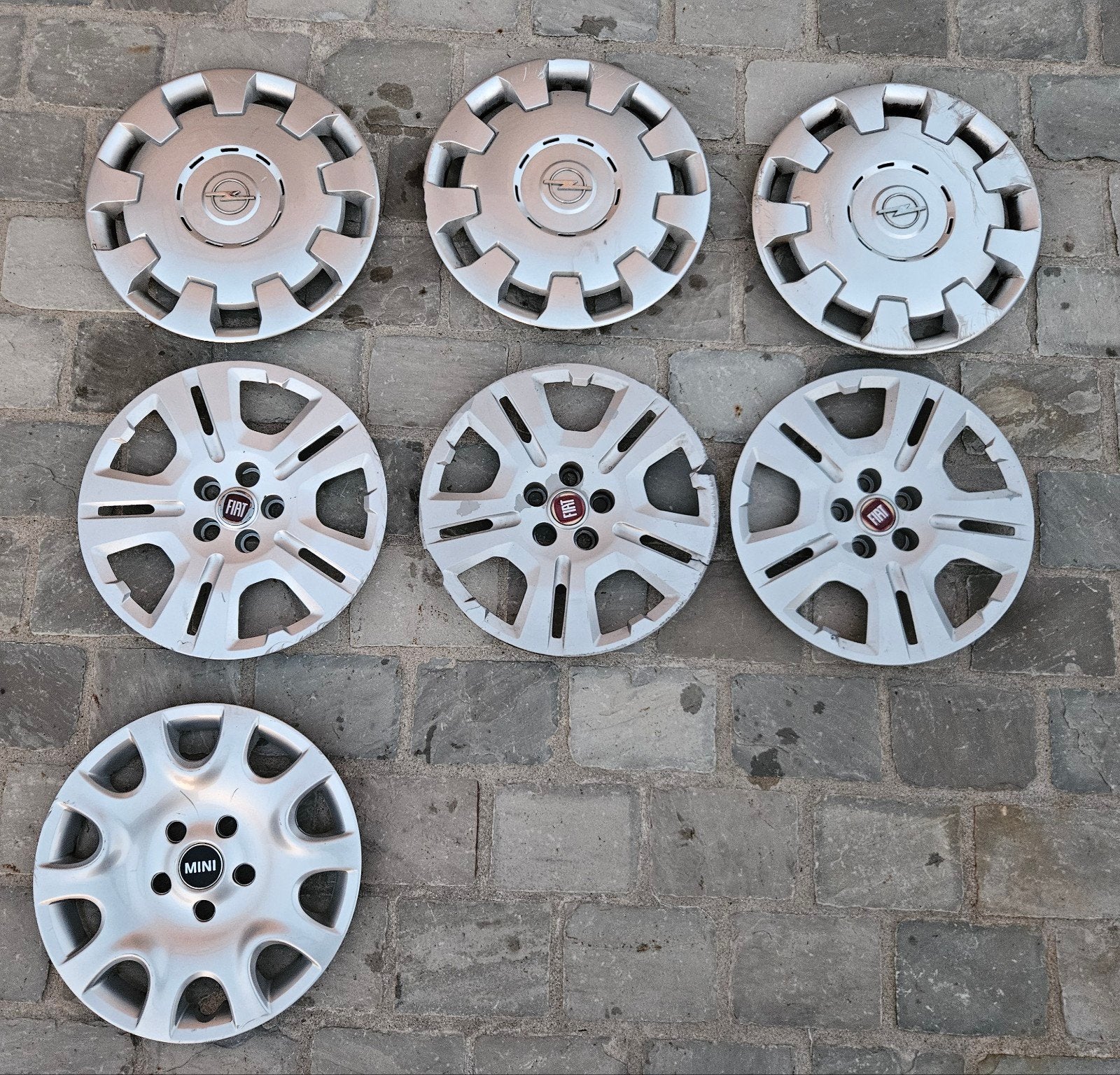 Wieldeksels Opel Fiat Mini 15 en 16", Auto diversen, Wieldoppen, Ophalen, Gebruikt