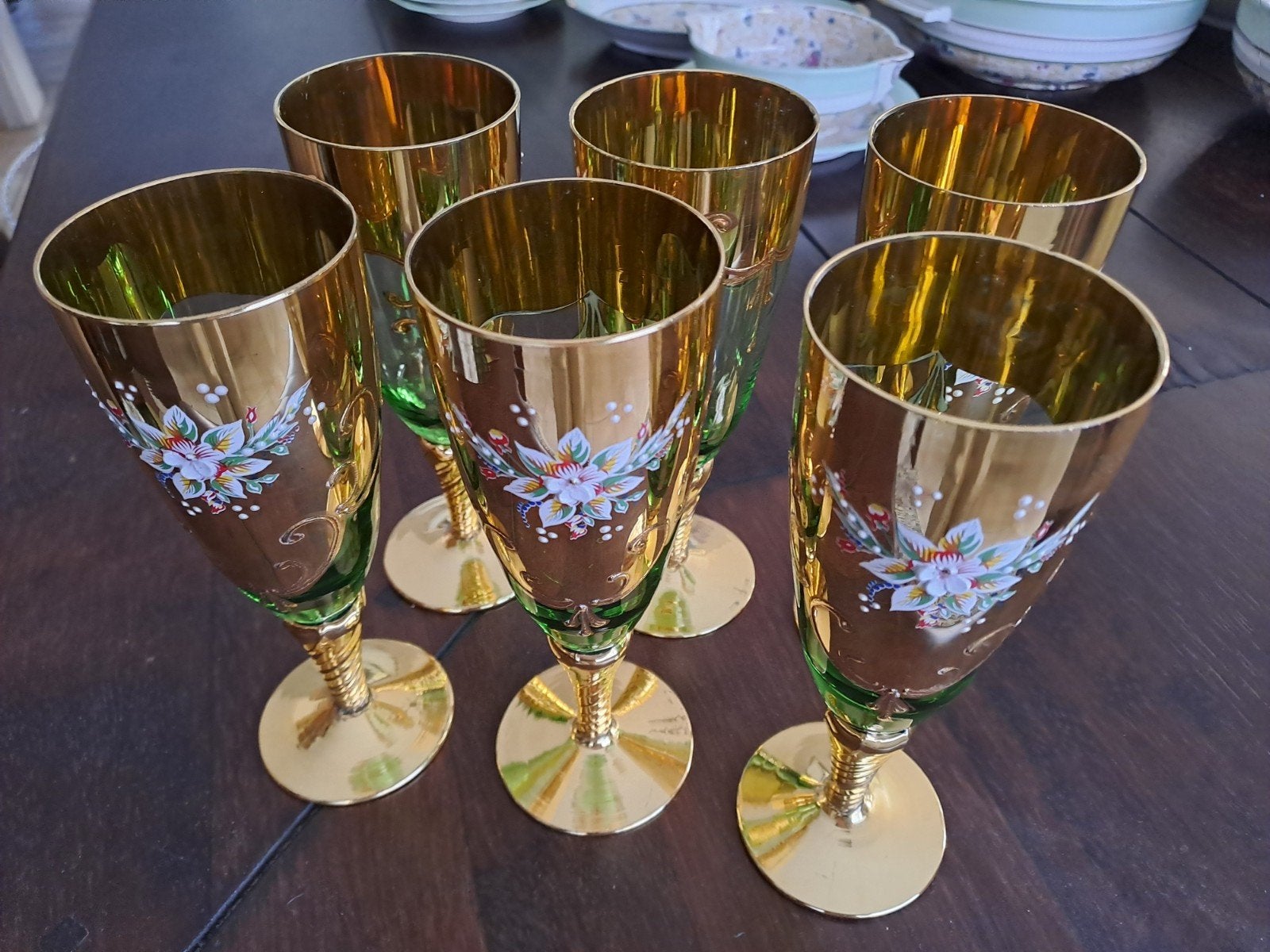 murano glas 14kt goud smaragdgroen, Ophalen