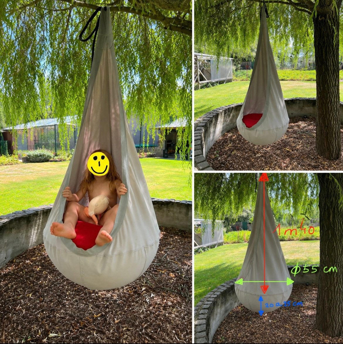 Hangstoel / cocoonstoel voor kinderen – met rood zitkussen, Jardin & Terrasse, Hamacs, Enlèvement, Comme neuf, Une personne, Intérieur
