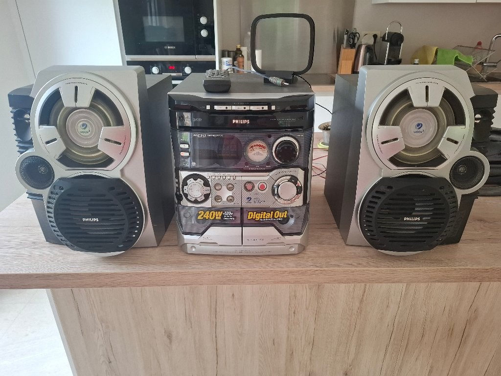 Philips FW-C717 hifisysteem — 3 cd's — 2 cassettespelers, Ophalen, Philips, Gebruikt, MP3-aansluiting