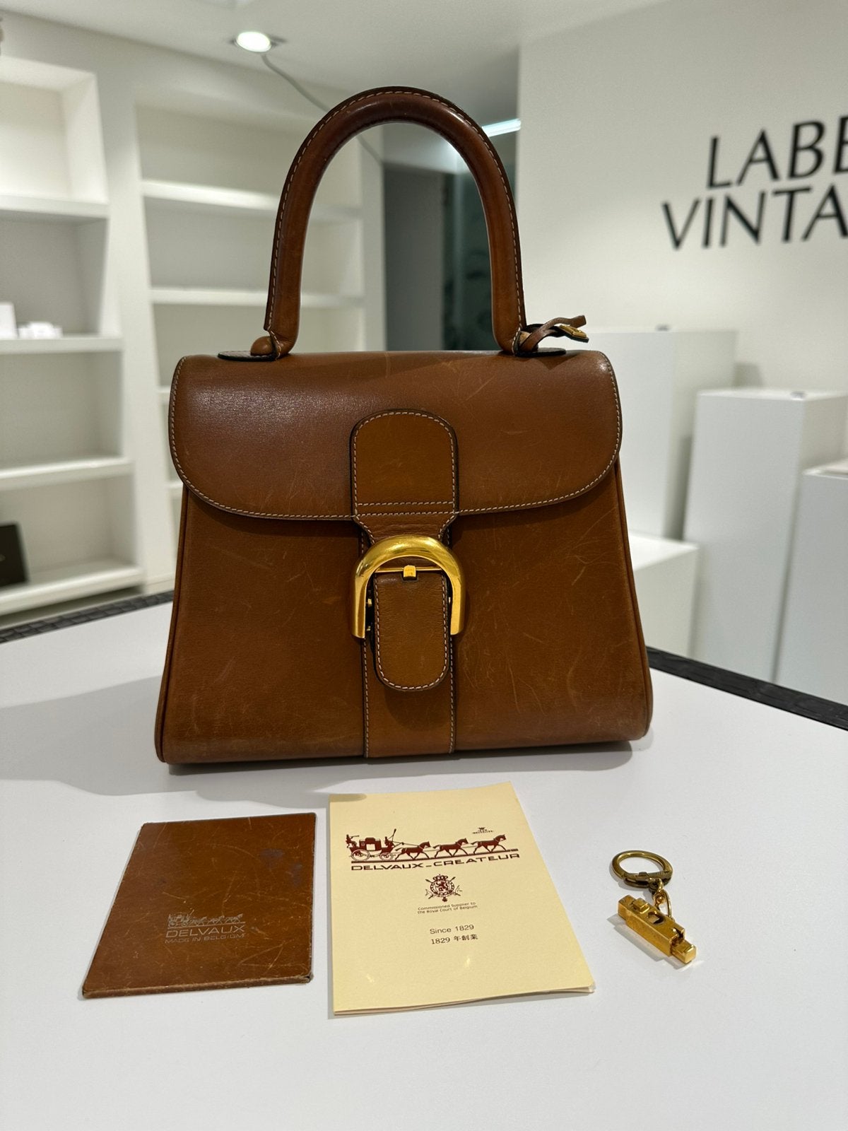 Delvaux Brillant PM Camel kleur, Ophalen, Gebruikt, Handtas