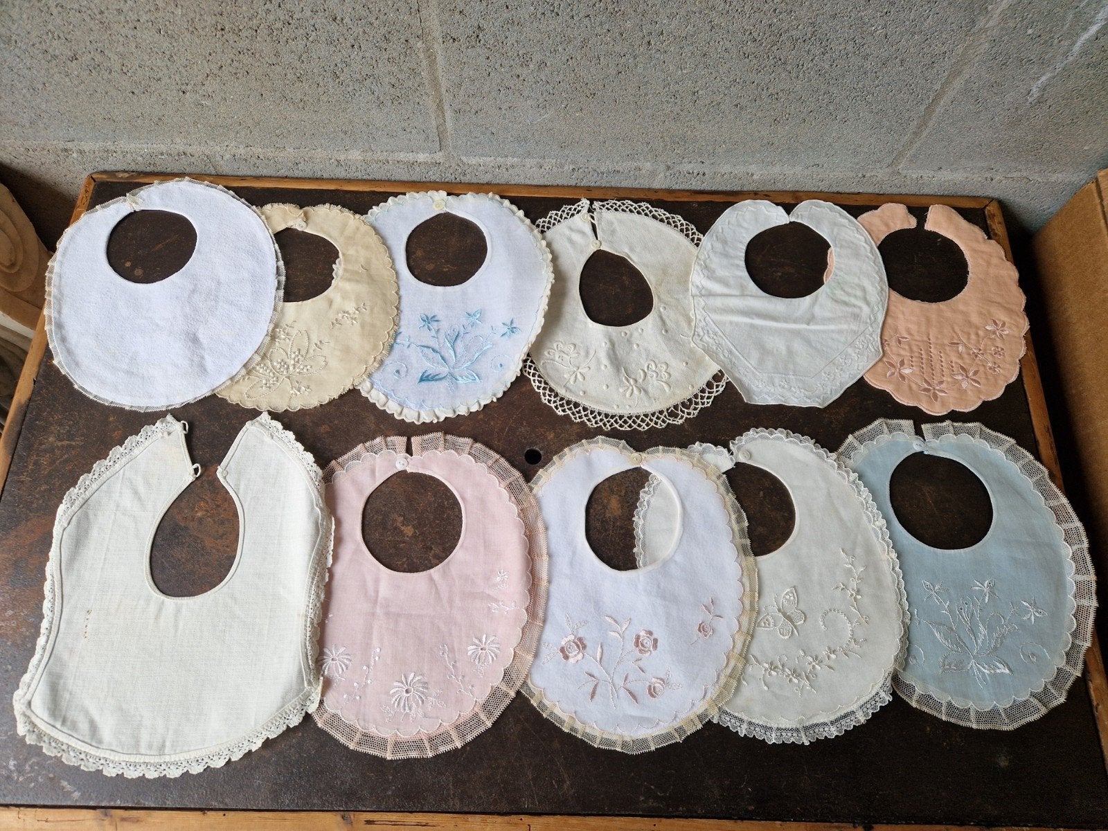 lot van 11x oude katoenen bavet voor baby of pop, Antiek en Kunst, Ophalen of Verzenden