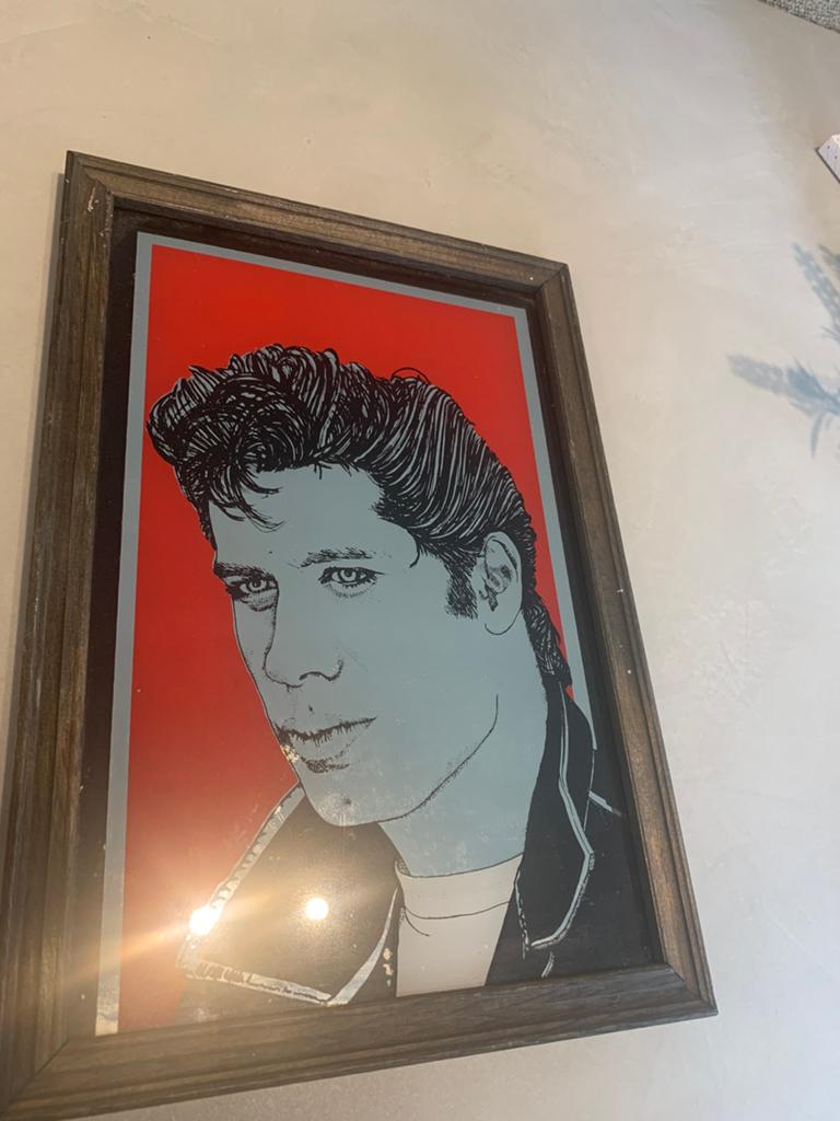 Vintage spiegel van John Travolta - Grease 33 x 23 cm, Ophalen of Verzenden