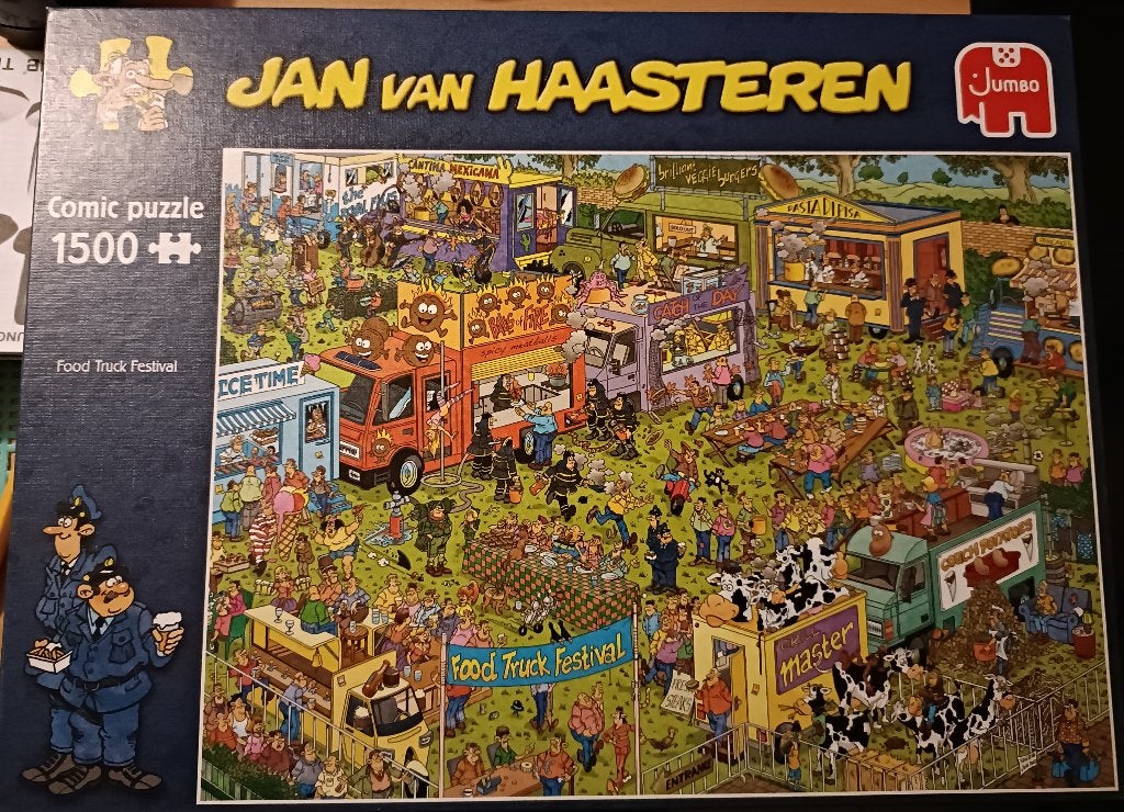 Puzzel Jan van Haasteren "Foodtruck festival", Enlèvement ou Envoi, 500 à 1500 pièces, Comme neuf, Puzzle