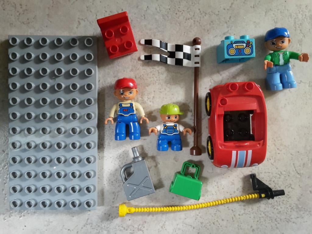 Leuke LEGO Duplo garagist / mecanicien set, 13 stukken, Ophalen of Verzenden, Zo goed als nieuw, Losse stenen, Duplo