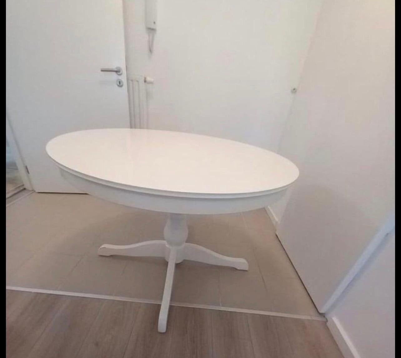 Table Ikea couleur blanche extensible., Ophalen, Gebruikt, Rond, Ikea