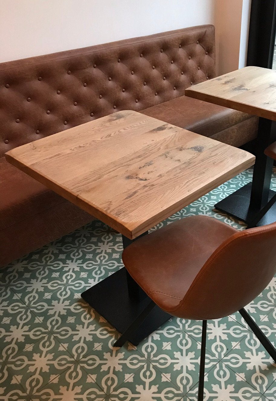 13 tafels massief eiken tafelblad, Ophalen, Zo goed als nieuw, Vierkant