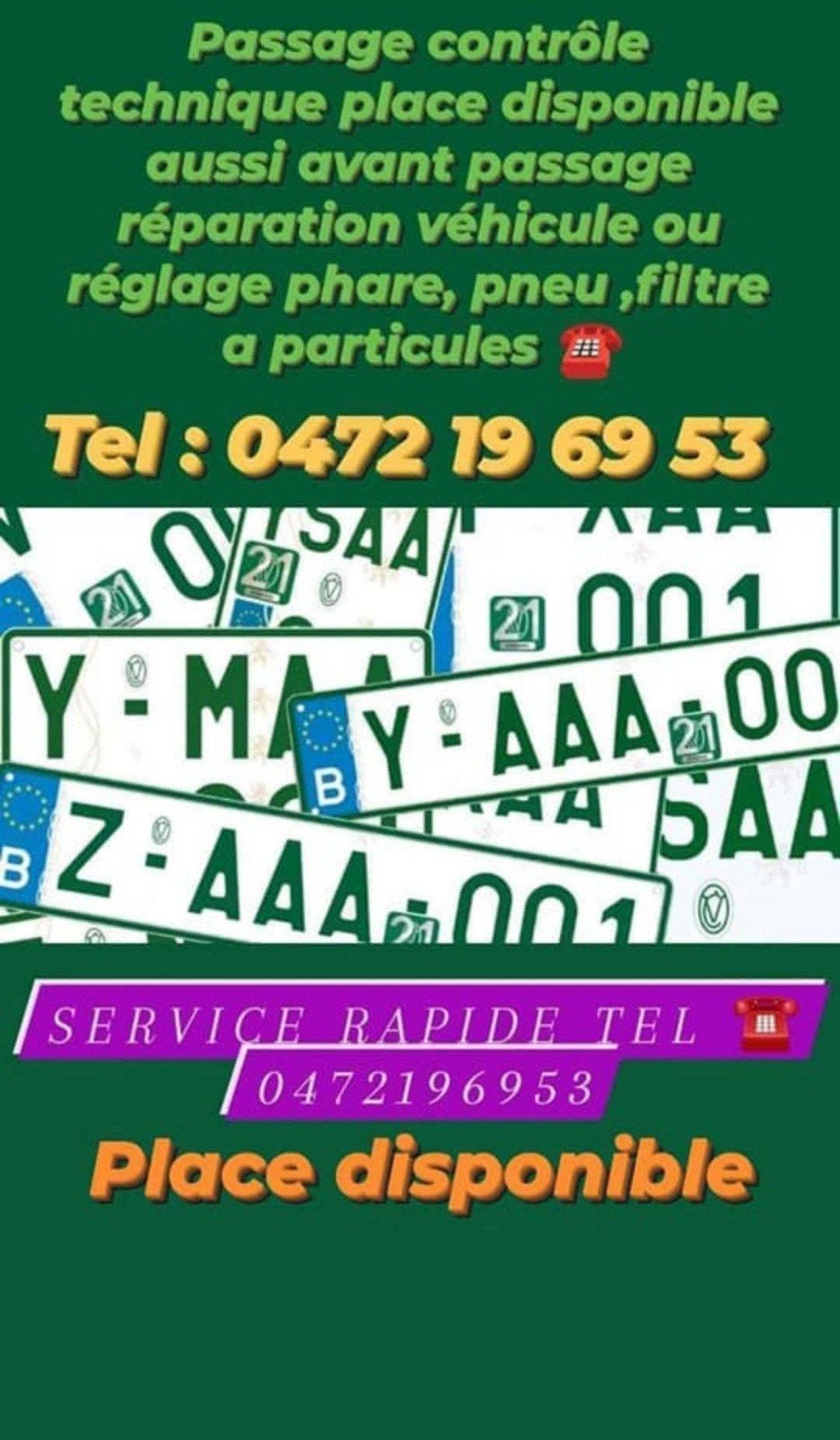 Passage contrôle technique tel 0472196953