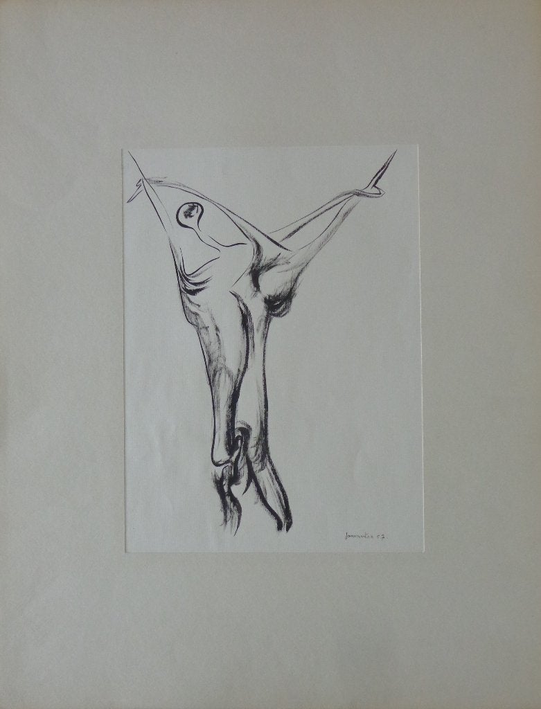 JAN VAERTEN / FIGUUR / ORIGINEEL WERK / 65x50cm / SIG / 1957, Ophalen of Verzenden, Gesigneerd