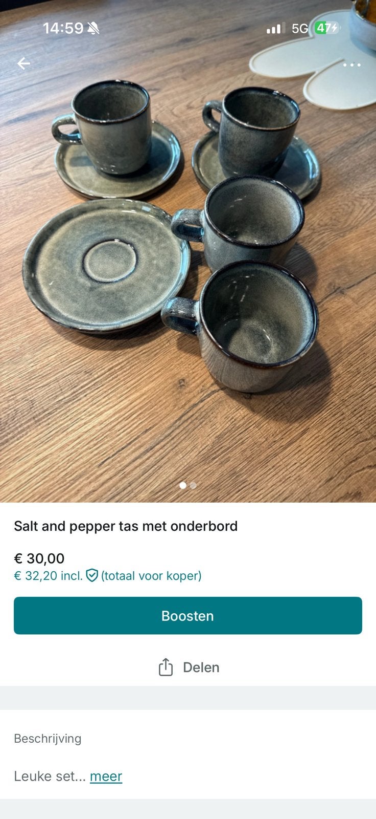 Set salt and pepper tas en onderbord, Ophalen of Verzenden, Zo goed als nieuw