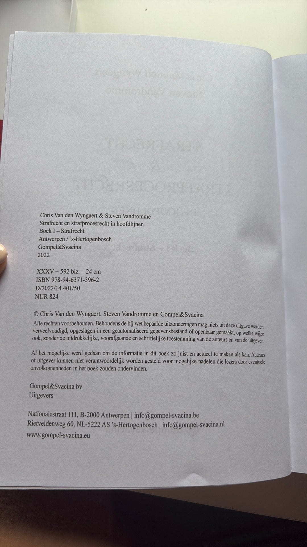 Strafrecht en strafprocesrecht in hoofdlijnen. Deel 1: Straf, Enlèvement ou Envoi, Van den Wyngaert