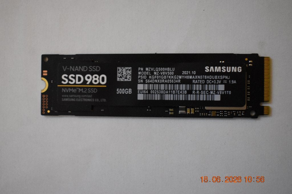 Samsung Nvme m2 980 500 GB, Computers en Software, Harde schijven, Ophalen, Intern, SSD, Zo goed als nieuw