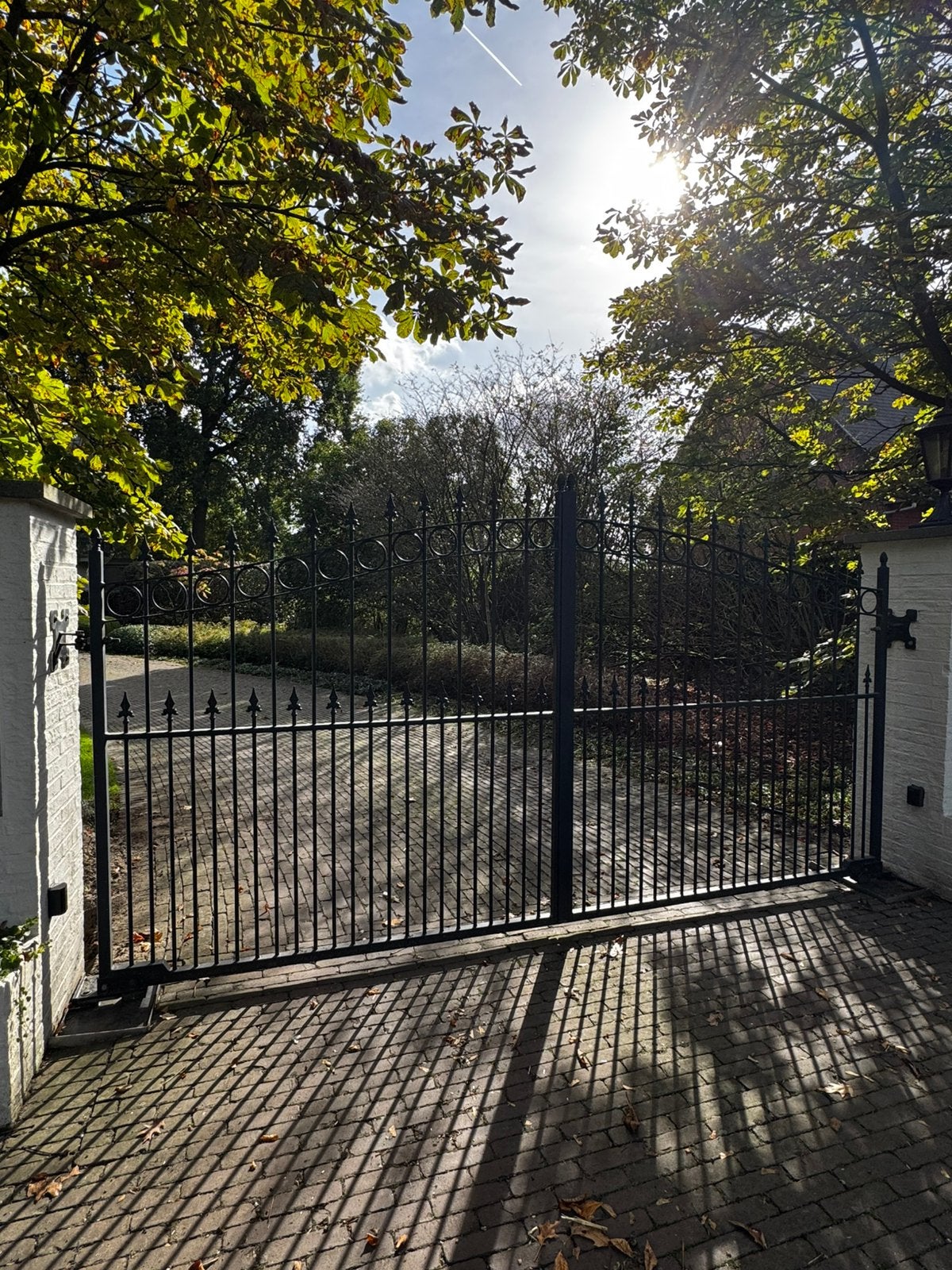 Smeedijzeren automatische poort en tuinafsluiting, Tuin en Terras, Ophalen, Met poort, Gebruikt, Sierhekwerk