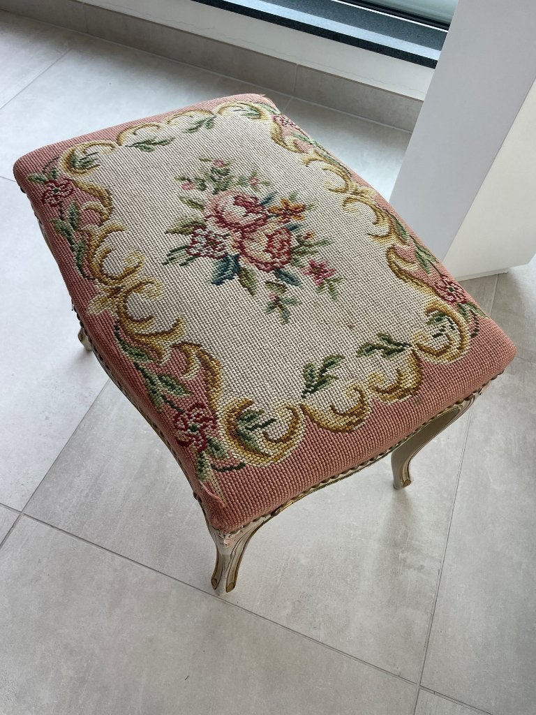 Tabouret/pouf vintage, Enlèvement, Utilisé, Bois