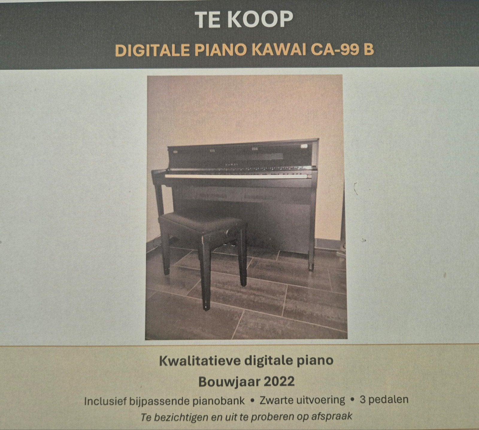 Digitale piano, Muziek en Instrumenten, Ophalen, Zwart, Digitaal, Zo goed als nieuw