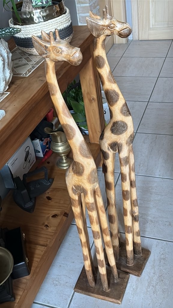 Houten giraf, Ophalen, Houtsnijwerk, 50 - 100 cm, Hout