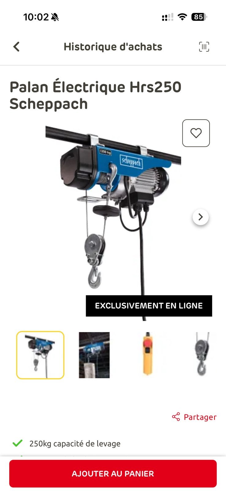 Palan neuf encore dans sa boite, Bricolage & Construction, Treuils et Palans, Enlèvement ou Envoi, Neuf, Électrique