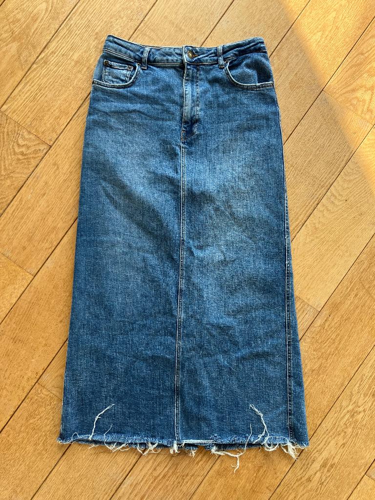 Jeansrok lang L, Maat 38/40 (M), Blauw, Zara, Ophalen of Verzenden