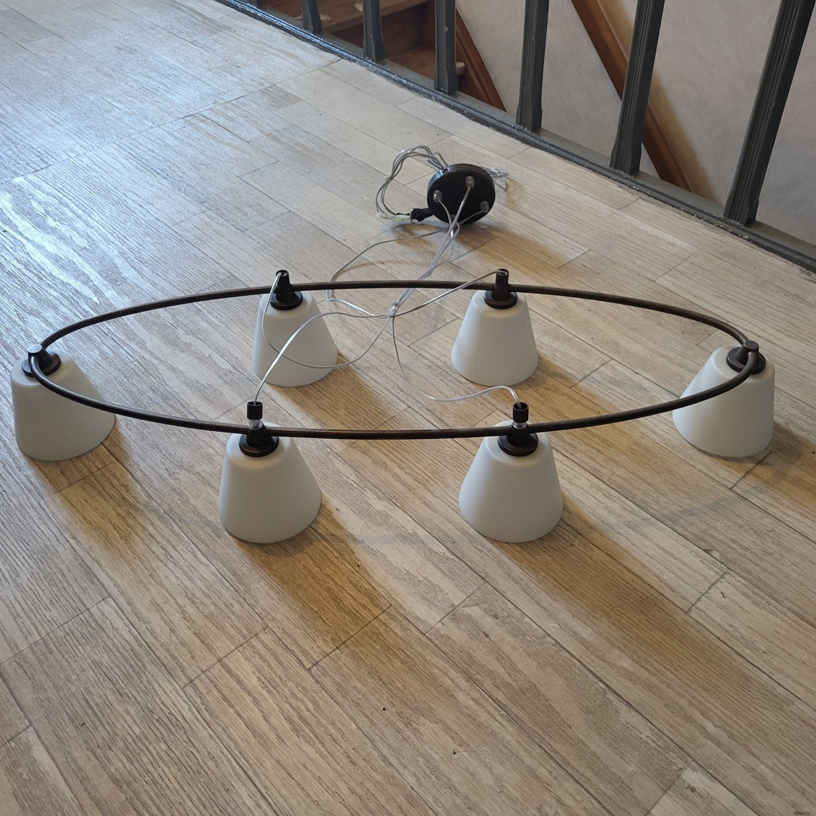 Massive Moderne Hanglamp / Kroonluchter – Ovaal Design, Maison & Meubles, Lampes | Suspensions, Enlèvement, Verre, G9