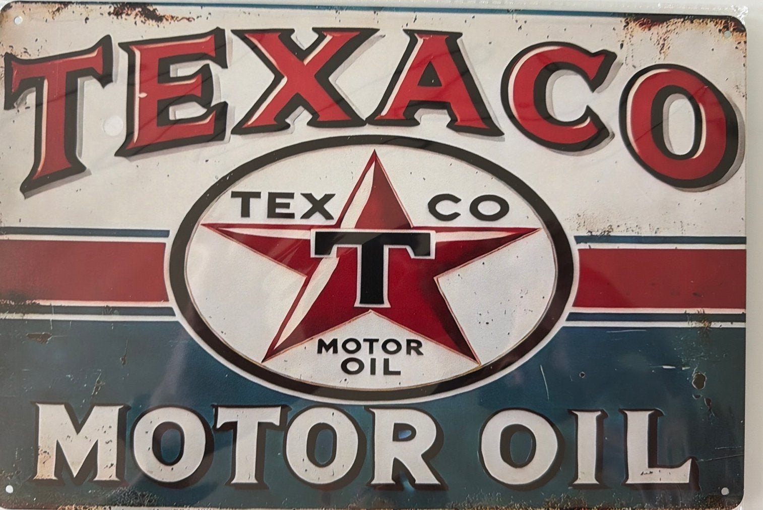 Panneau en métal rétro Texaco Motor Oil 3 pour homme, Enlèvement ou Envoi, Neuf, Panneau publicitaire