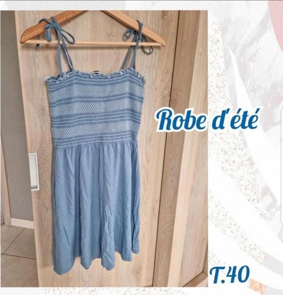 Robe  d'été pour femme-bleu-T.40, Taille 38/40 (M), Enlèvement ou Envoi, Au-dessus du genou, Porté
