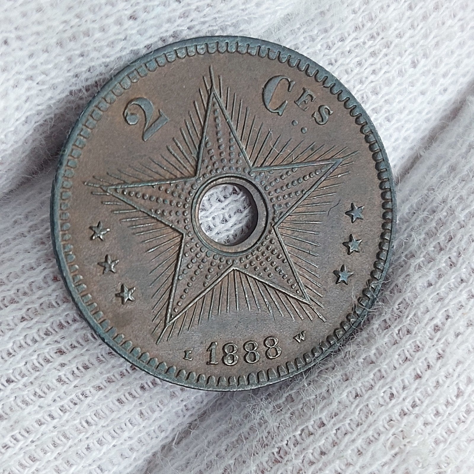 Munt / Belgisch Congo / 2 centiemen / 1888 / Prachtig, Ophalen of Verzenden, Losse munt