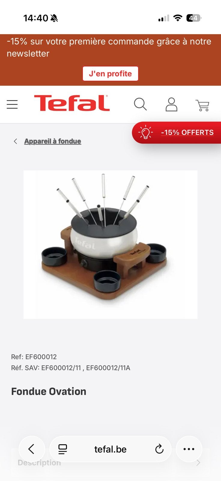 Tefal Ovation fondue toestel met houten base, Ophalen, Gebruikt, Fondueset