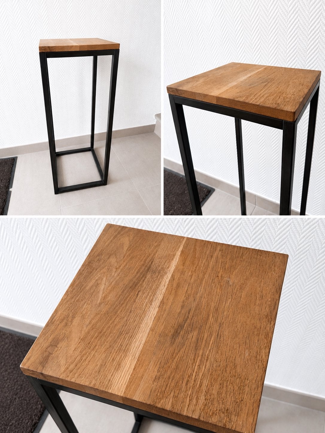 Bijzettafel hout metaal, Huis en Inrichting, Tafels | Bijzettafels, Ophalen, Gebruikt, 60 cm of meer, Rechthoekig