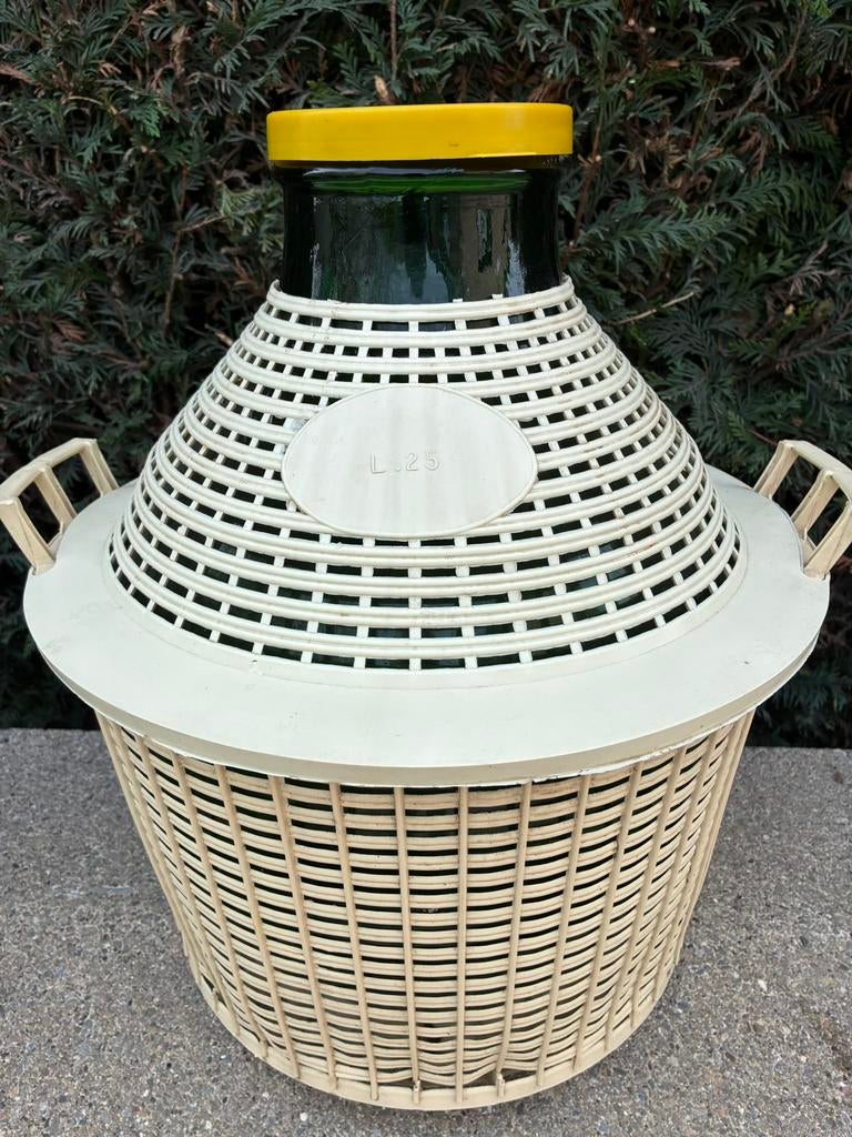 Dame-jeanne (ou tourie) goulot large 25 litres avec panier, Ophalen, Gebruikt