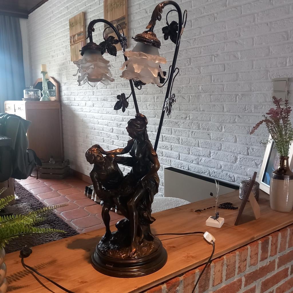 Antieke bronzen Tafellamp, Antiek en Kunst, Ophalen