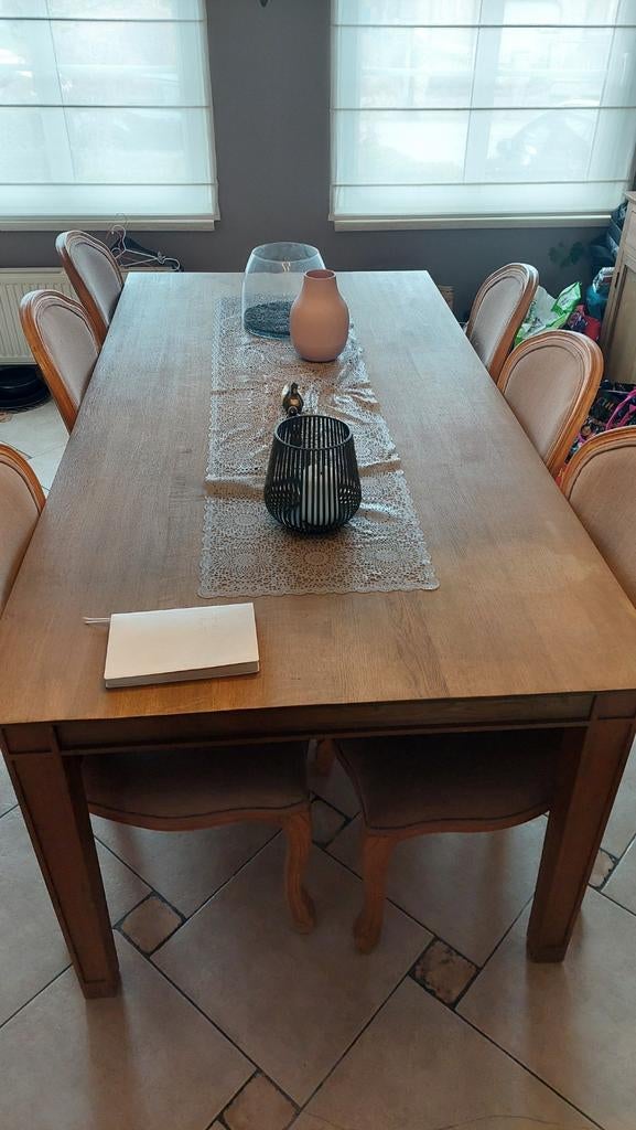 Table et 6 chaises en chêne, Maison & Meubles, Salles à manger complètes, Enlèvement