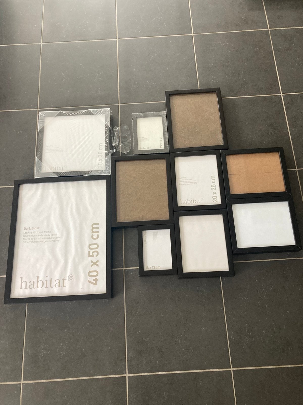 Set van 10 houten fotokaders Habitat Dark birch, Ophalen, Zo goed als nieuw