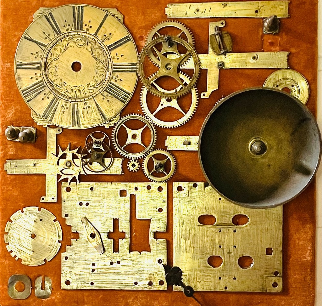 horloge (onvolledig), brons of geelkoper, ca 45 x 45 cm, Antiek en Kunst, Ophalen, Brons