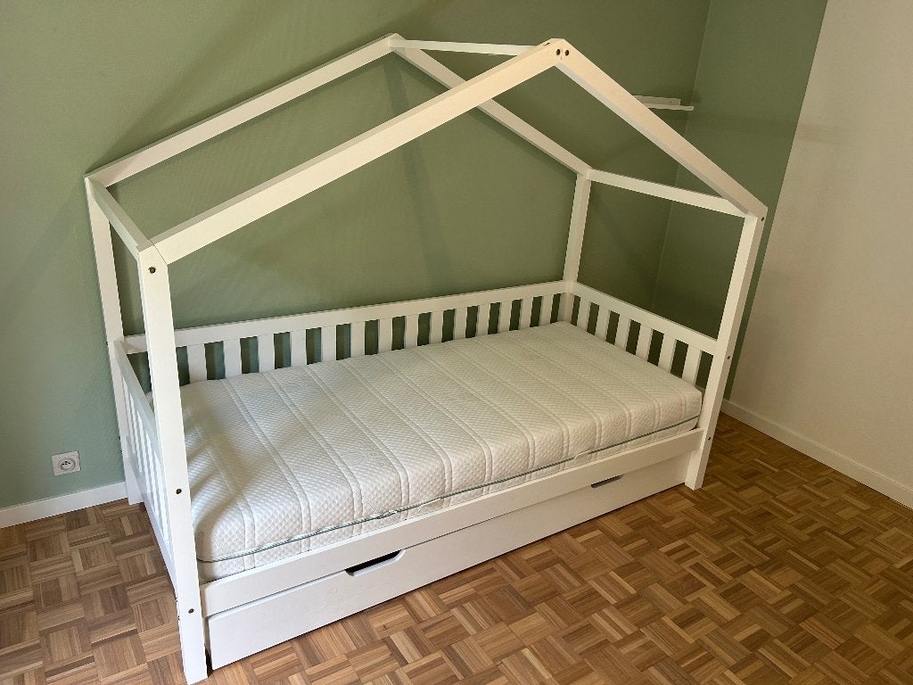 Eenpersoonsbed, Huis en Inrichting, Ophalen, 90 cm, Eenpersoons, Wit