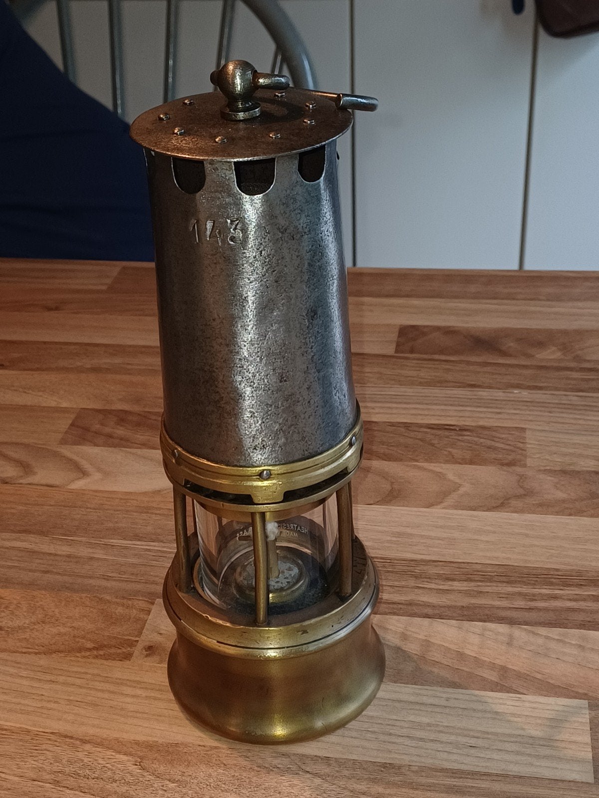 Lampe de mineur bronze et tôle., Enlèvement ou Envoi